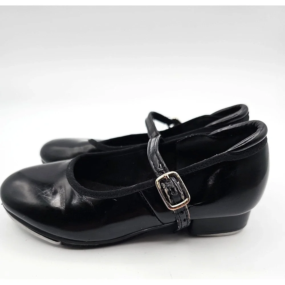Balera Style 870 Black Patent Tap Shoes Child Size 13.OC Mary Jane Dance